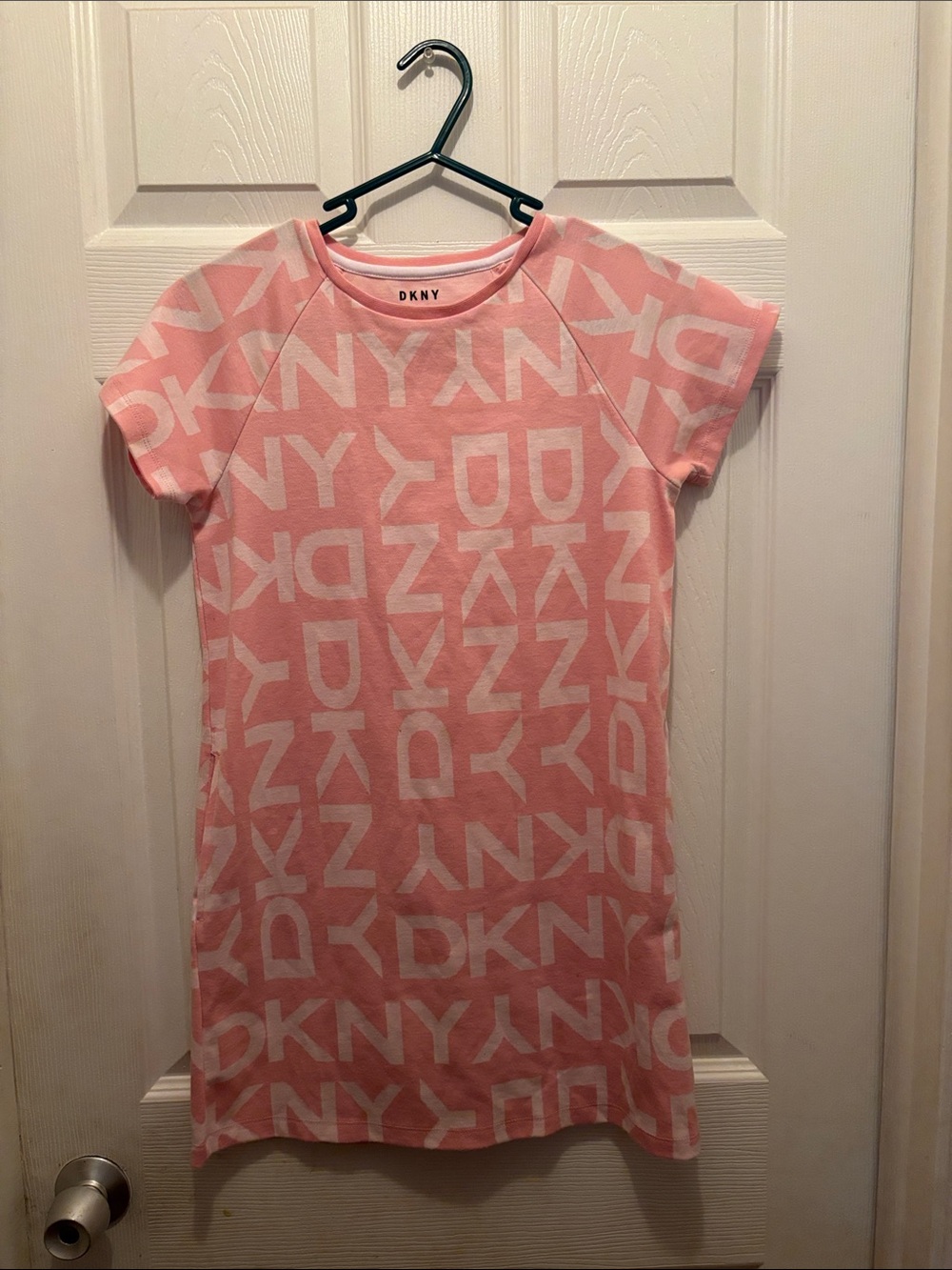 DKNY Pink and White Logo T-Shirt Dress for Kids